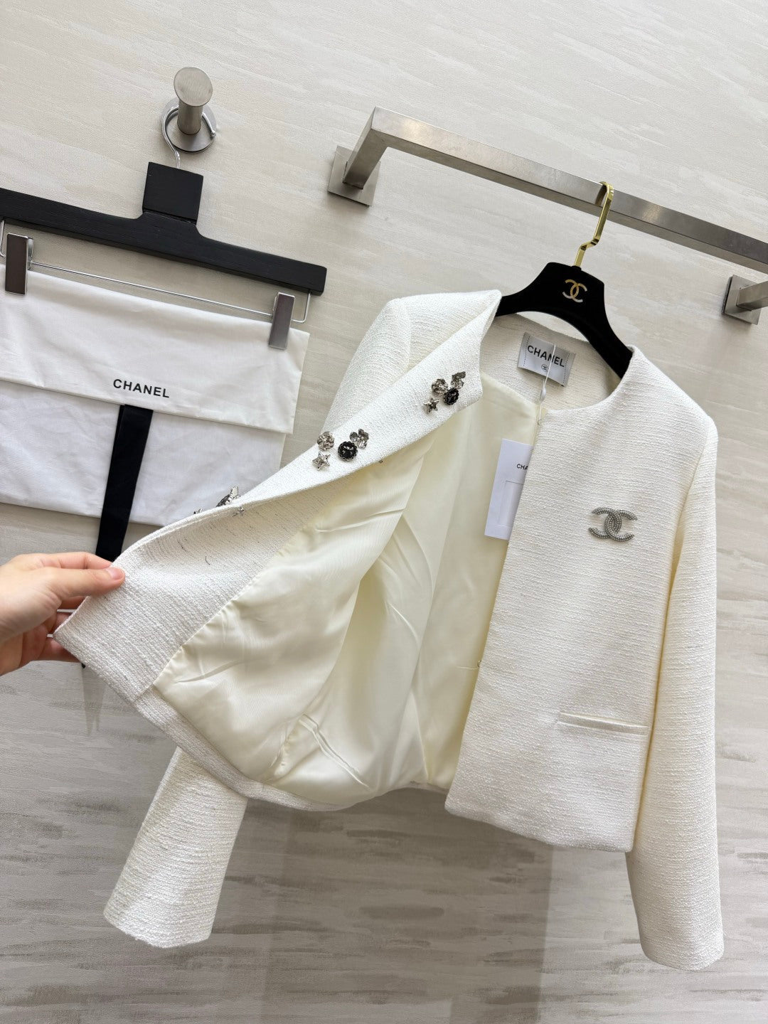 CC 26s Moonlight Mini Jacket White Tweed 423386
