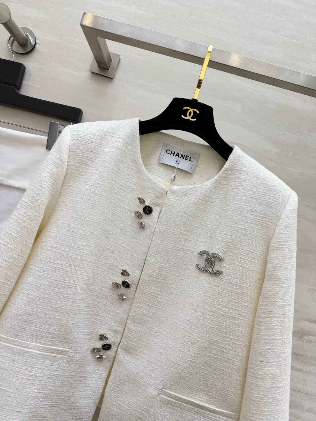 CC 26s Moonlight Mini Jacket White Tweed 423386