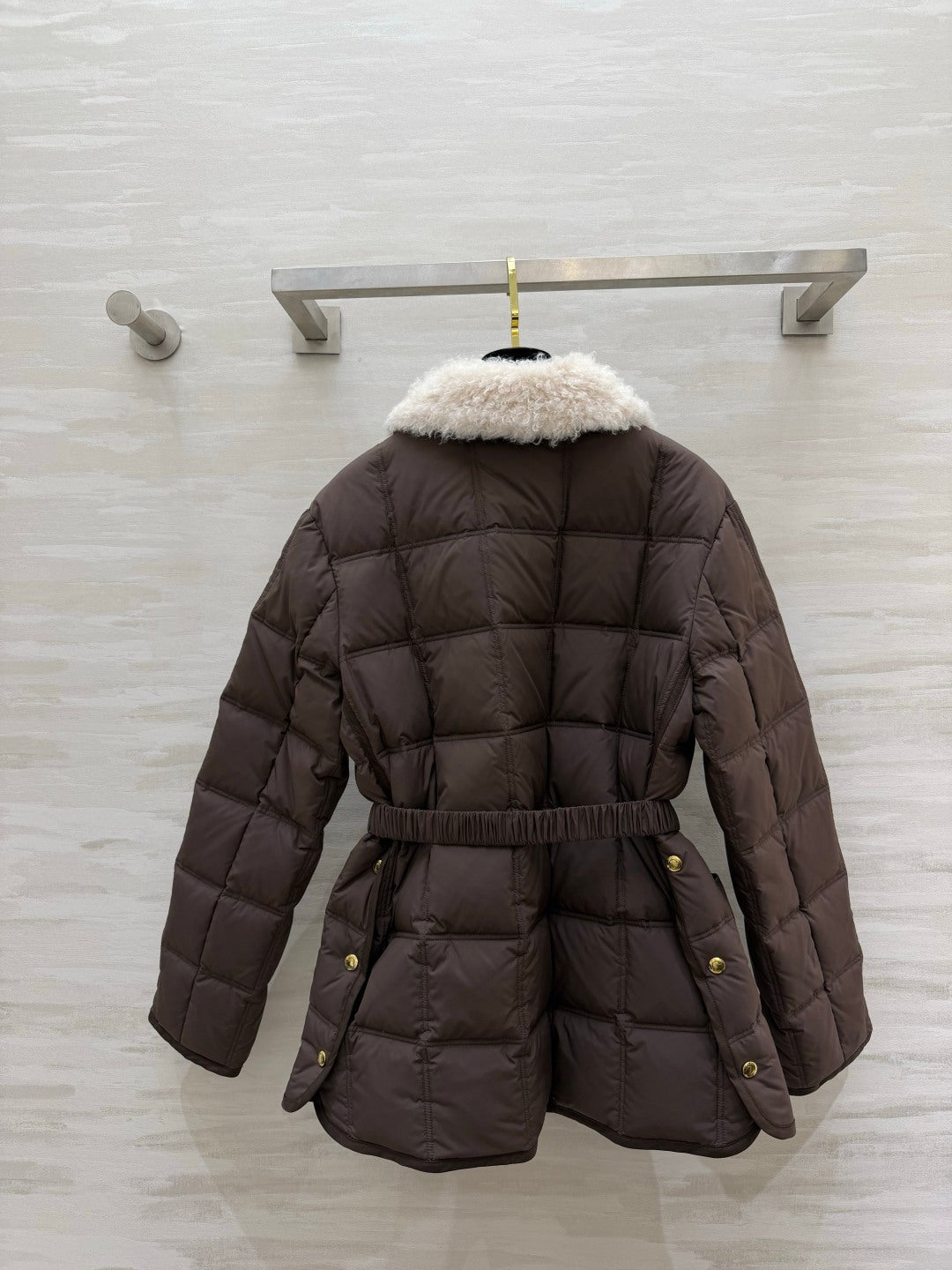 Moncler 26s Jacket Mid-Length Down Jacket Brown Nylon Shearling 427374