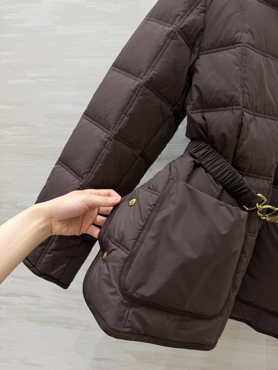 Moncler 26s Jacket Mid-Length Down Jacket Brown Nylon Shearling 427374