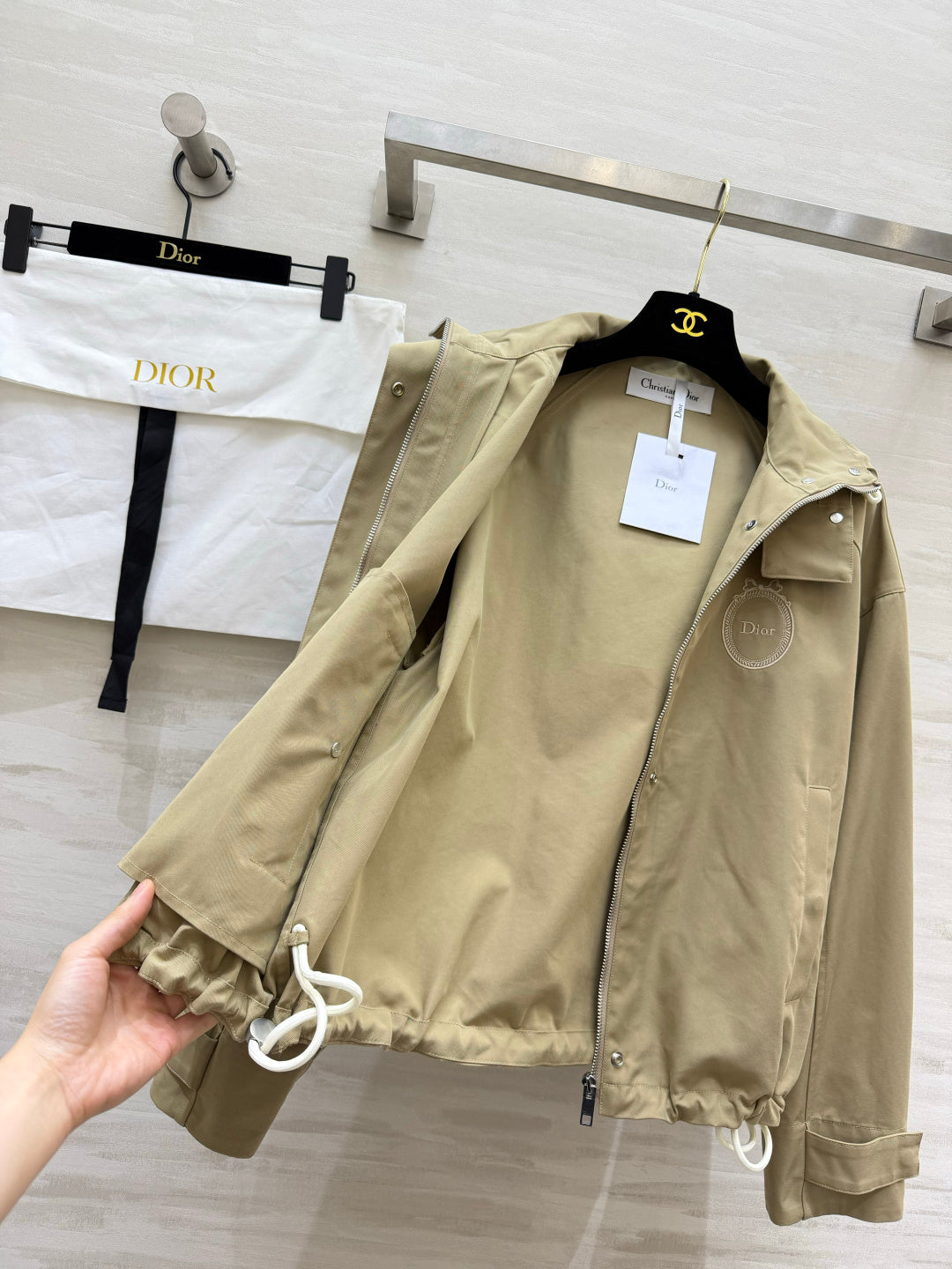 Dior 26s Hooded Windbreaker Jacket Beige 438725