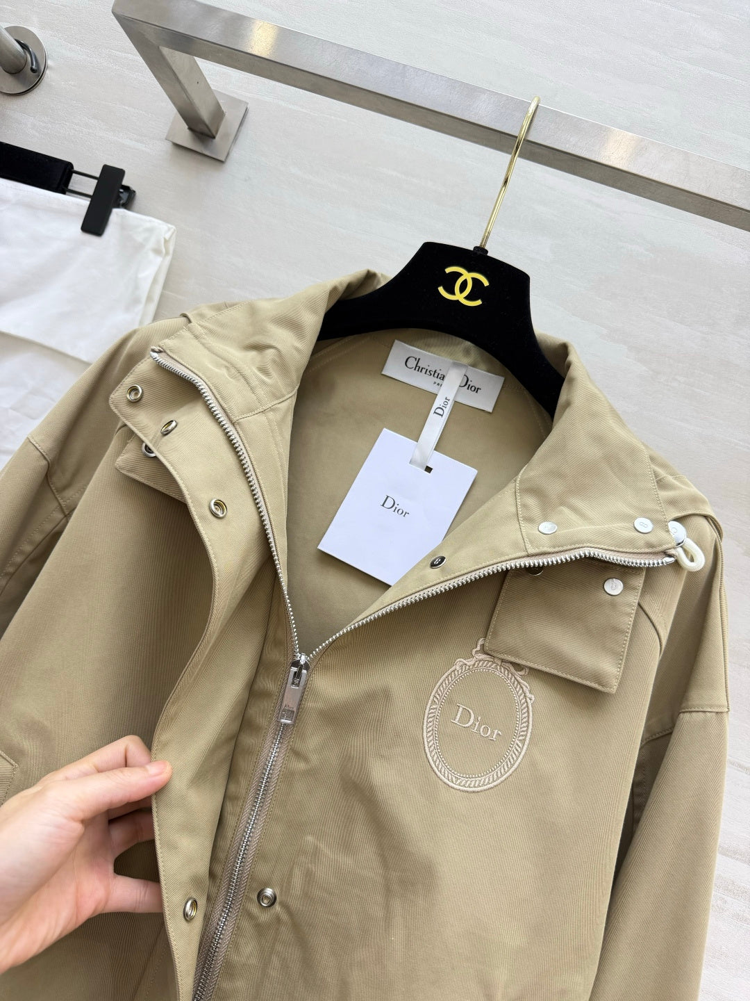 Dior 26s Hooded Windbreaker Jacket Beige 438725