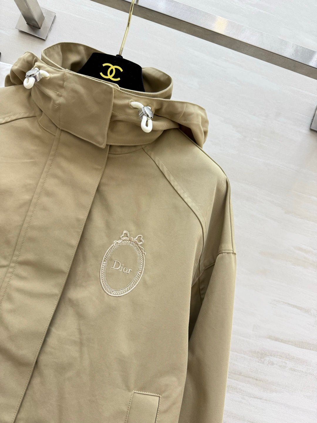 Dior 26s Hooded Windbreaker Jacket Beige 438725