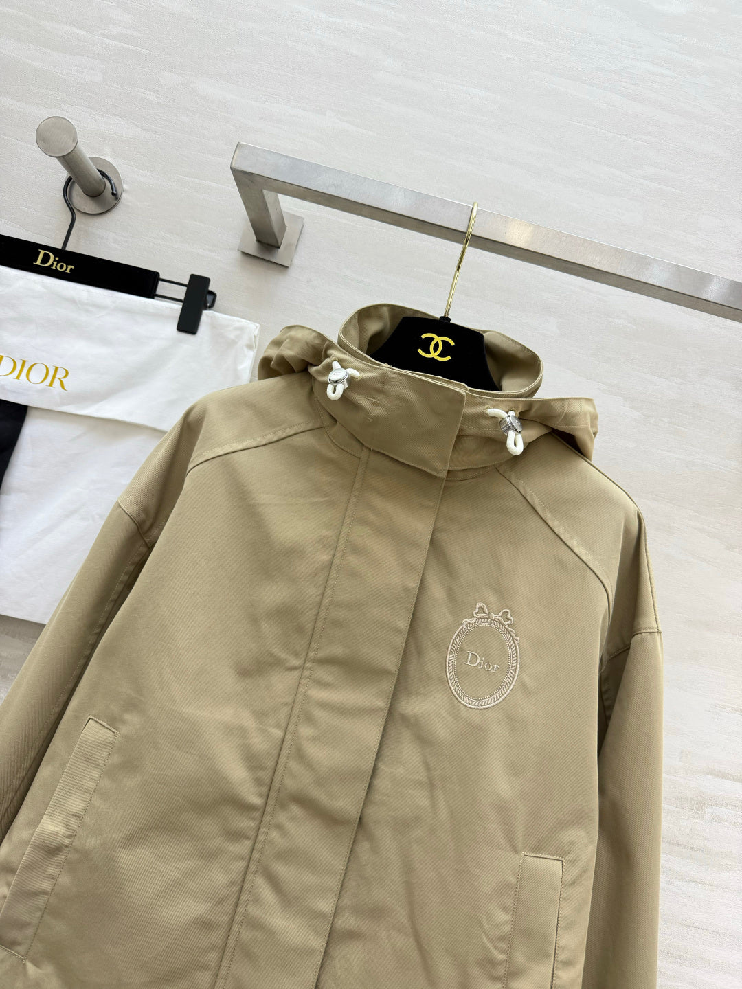 Dior 26s Hooded Windbreaker Jacket Beige 438725