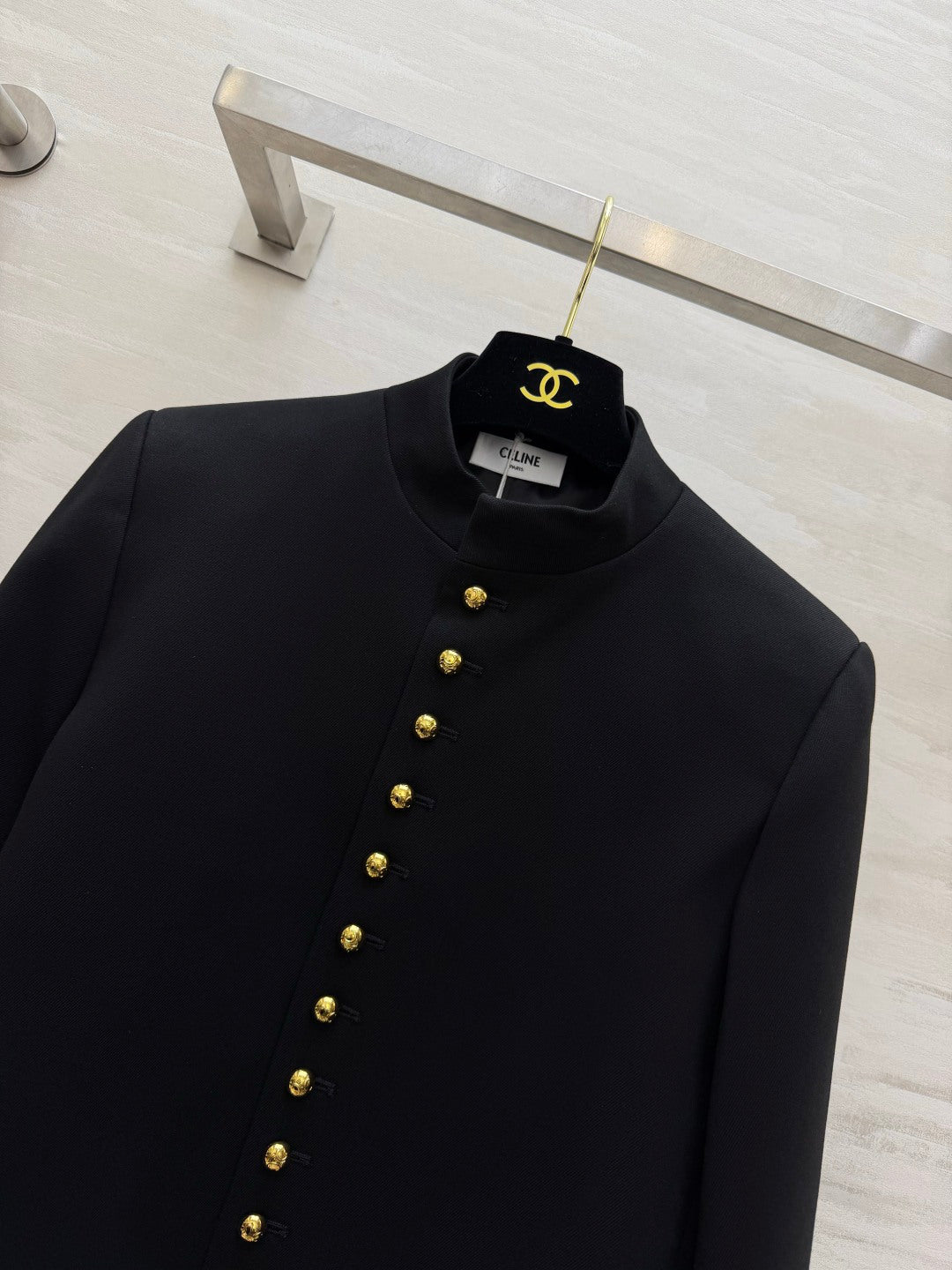 Celine 26s Military Jacket Black Gold Wool 437317