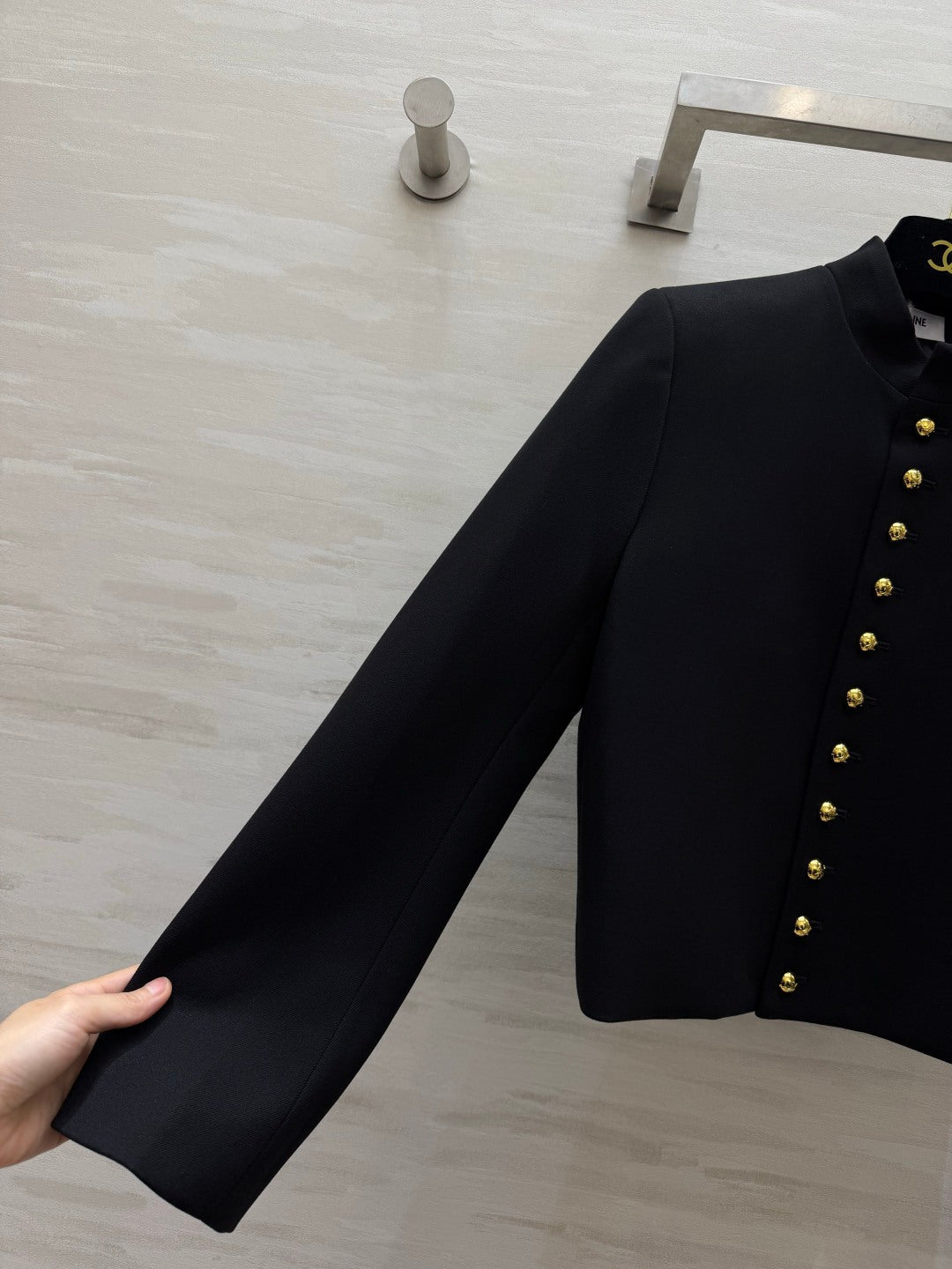 Celine 26s Military Jacket Black Gold Wool 437317
