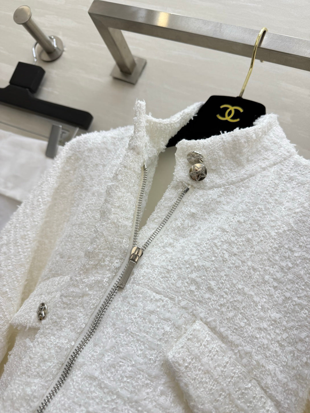 Chanel 26s White Tweed Jacket Style 435357
