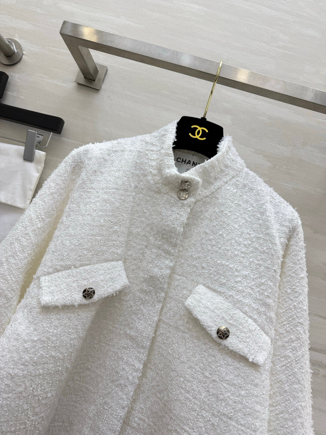 Chanel 26s White Tweed Jacket Style 435357