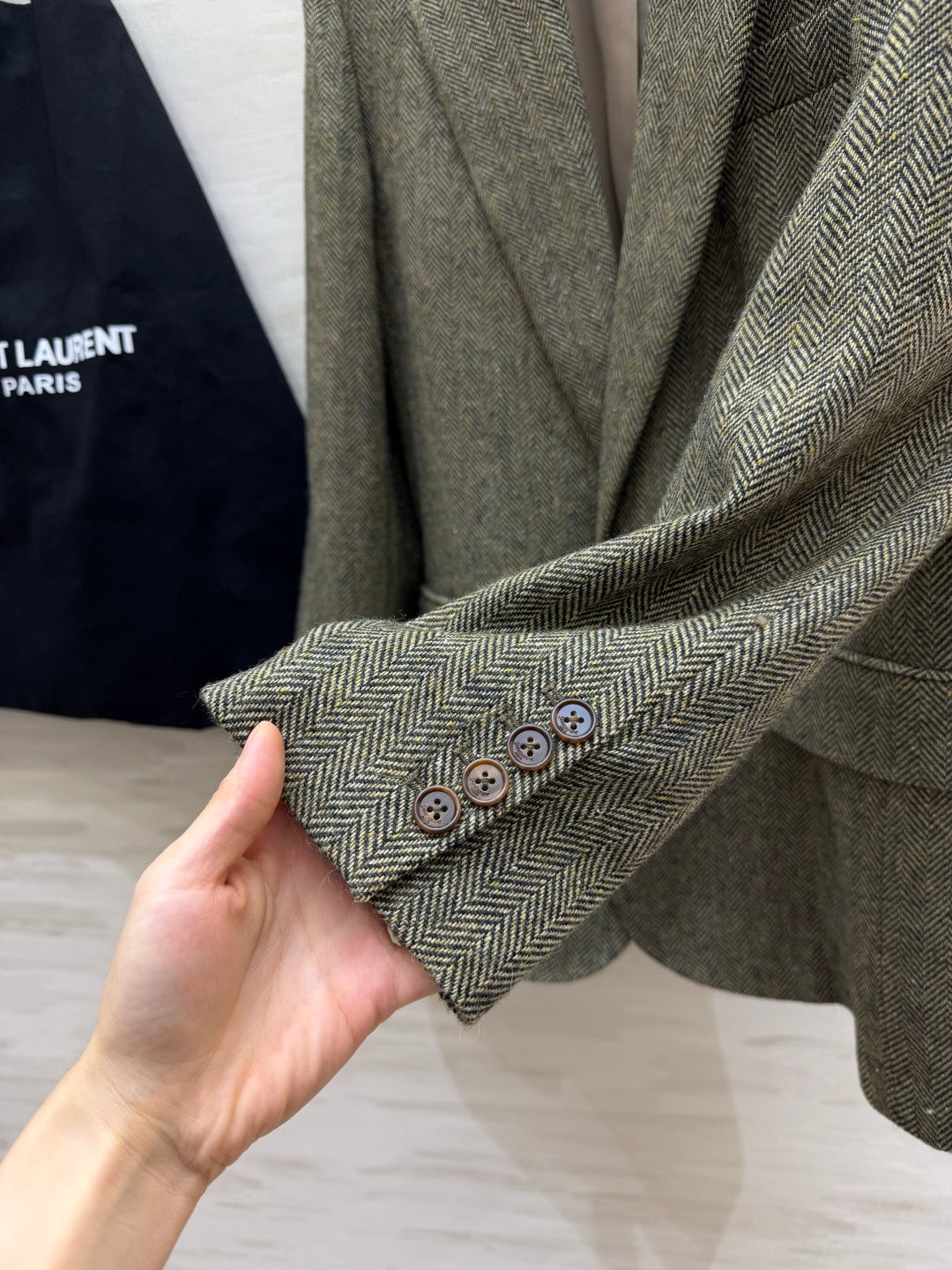 YSL 26s Khaki Wool Blazer Style 435351