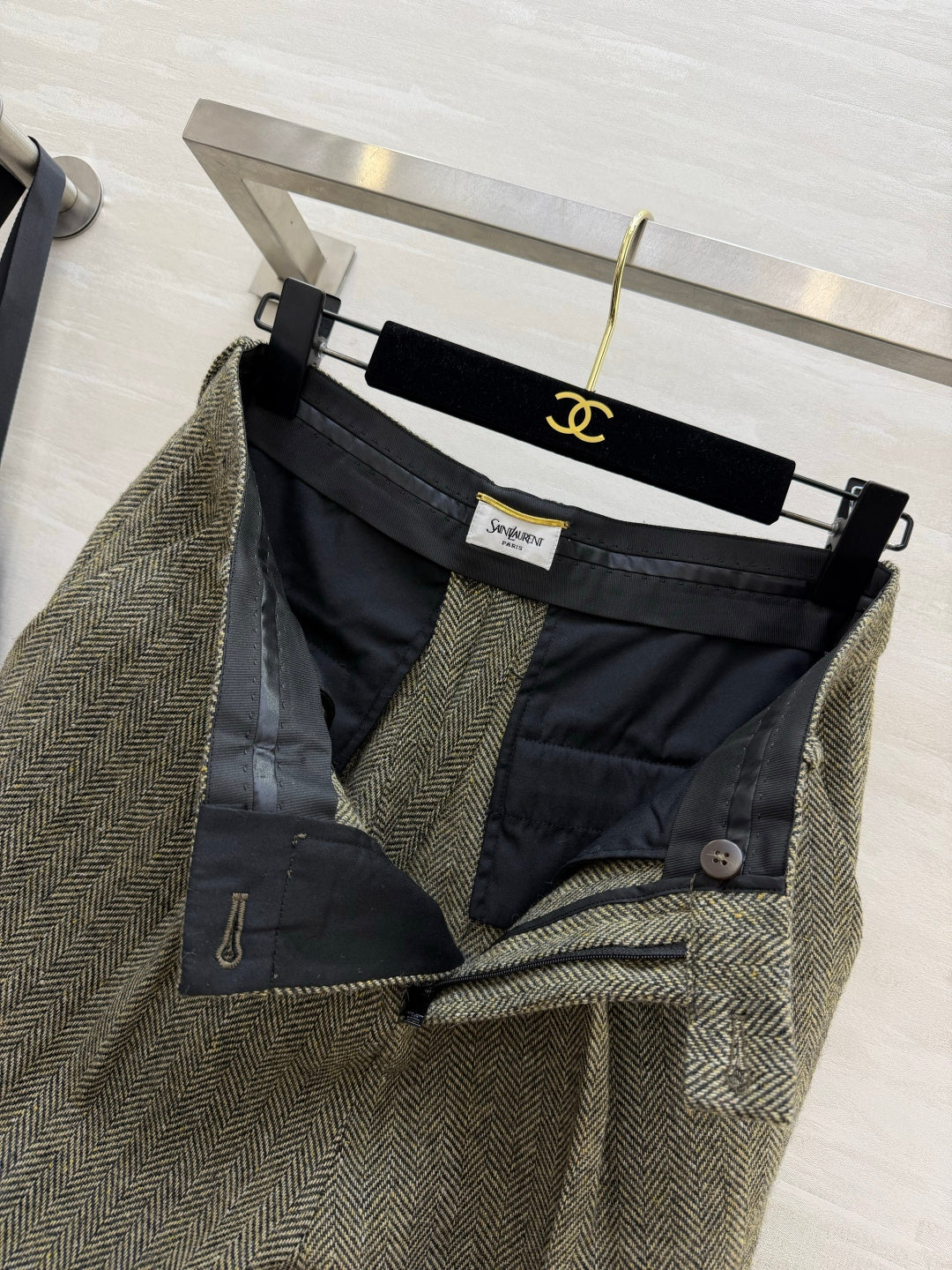 YSL 26s Khaki Wool Culottes Style 435353