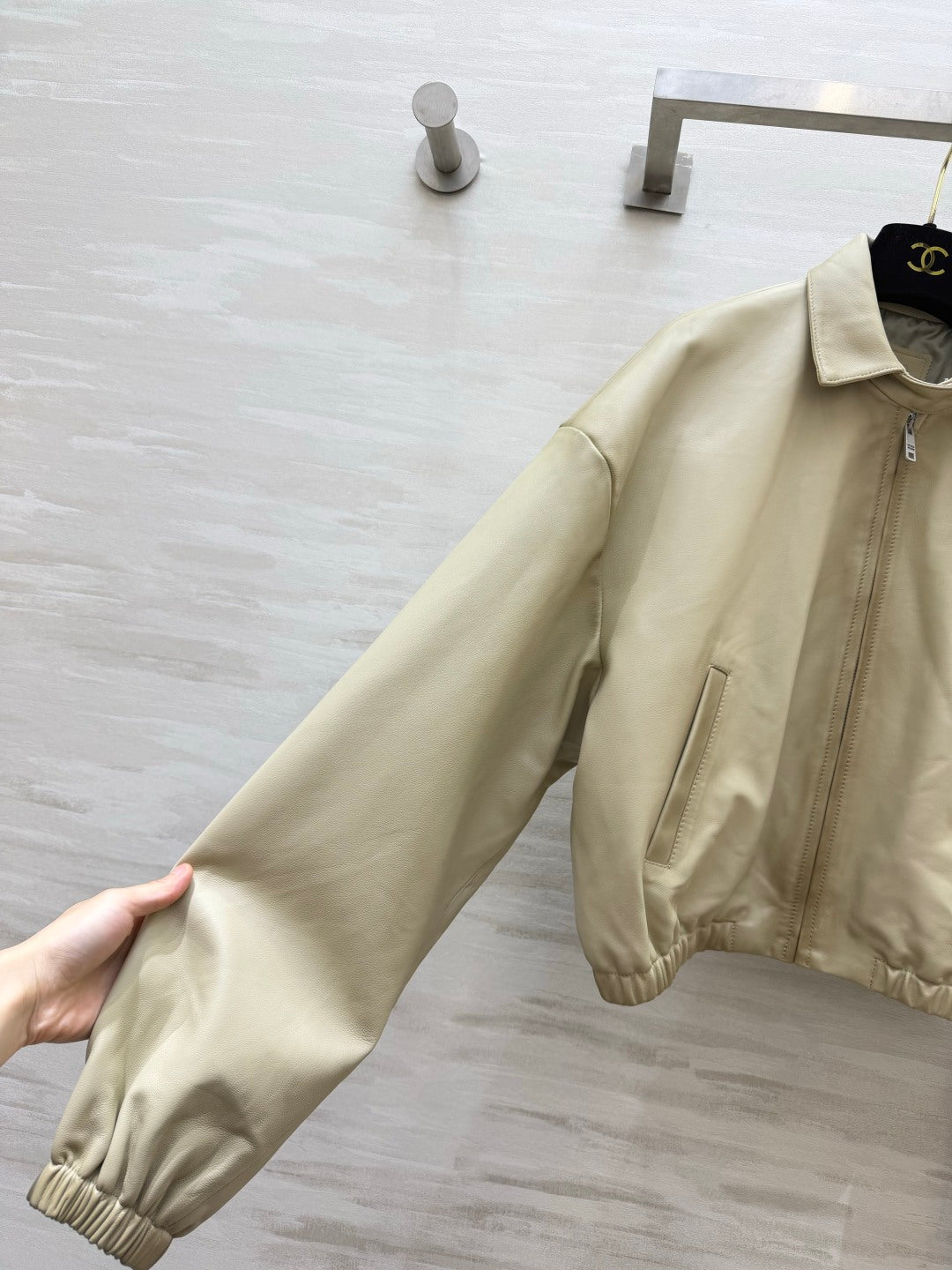 Prada 26s Beige Leather Jacket Style 435345