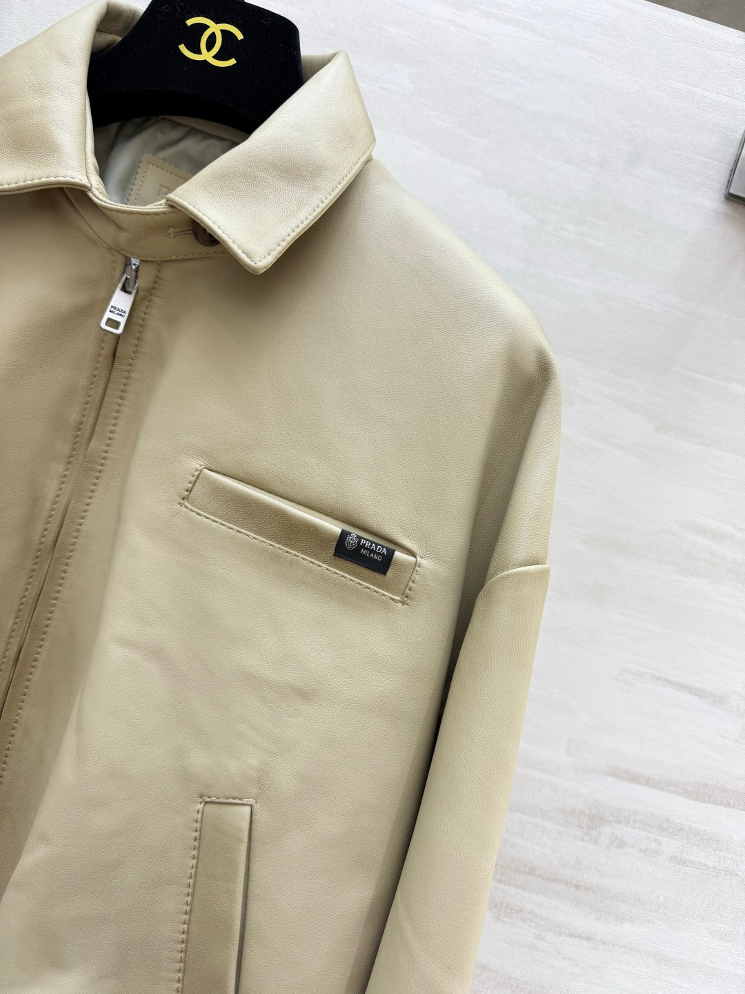 Prada 26s Beige Leather Jacket Style 435345