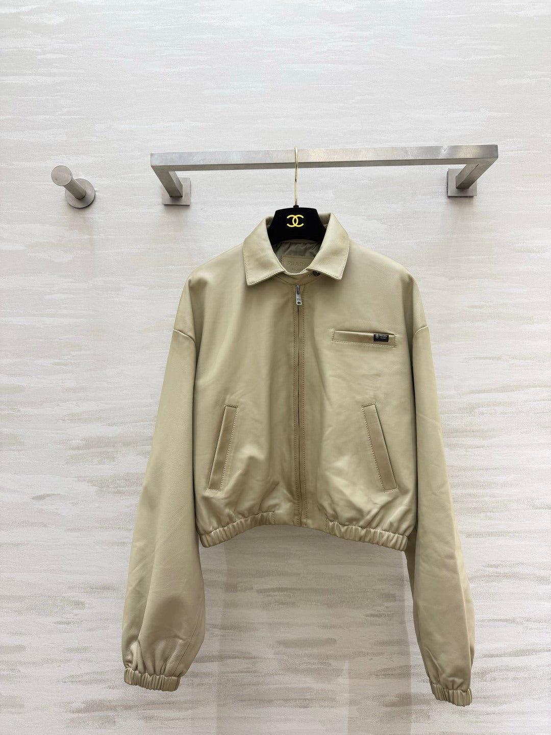 Prada 26s Beige Leather Jacket Style 435345