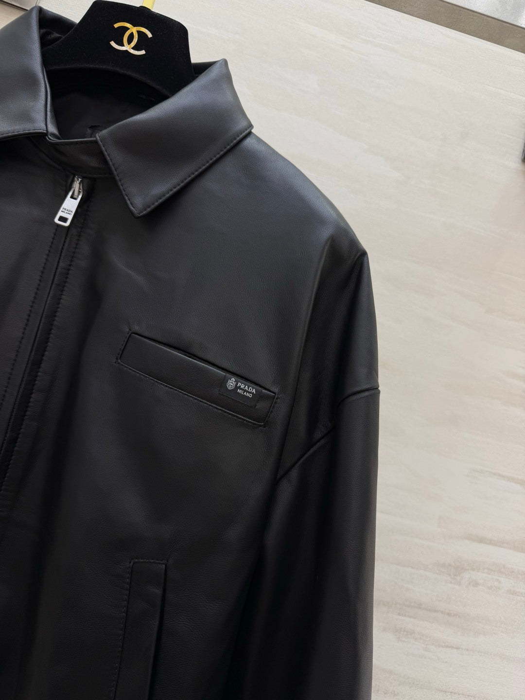 Prada 26s Black Leather Jacket Style 435347