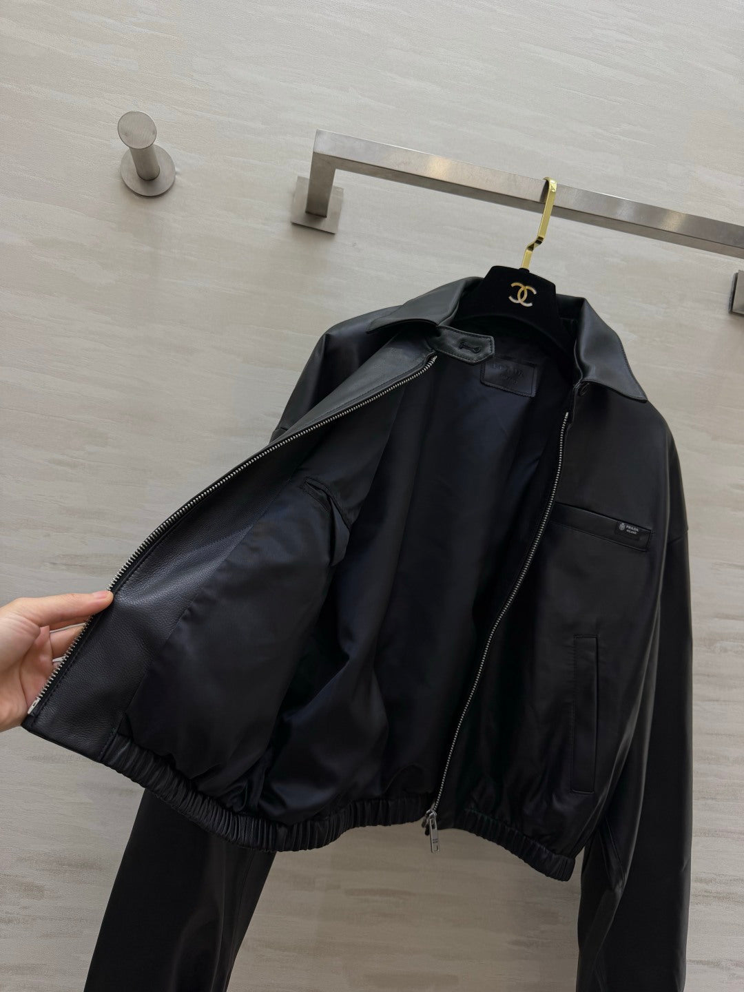 Prada 26s Black Leather Jacket Style 435347