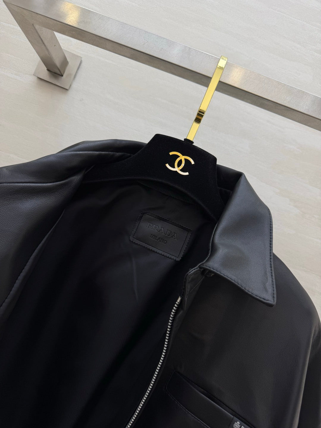 Prada 26s Black Leather Jacket Style 435347
