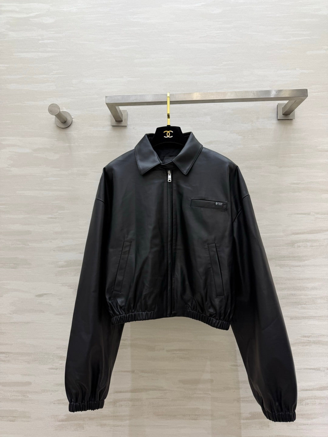 Prada 26s Black Leather Jacket Style 435347