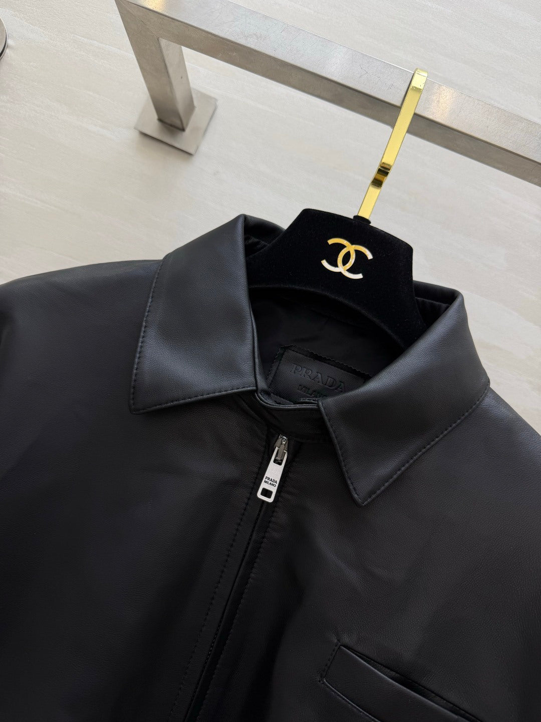 Prada 26s Black Leather Jacket Style 435347