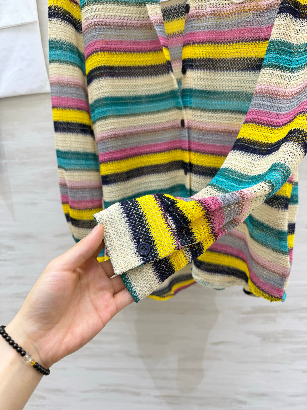Chanel 26s Multicolor Striped Knit Shirt Style 435334