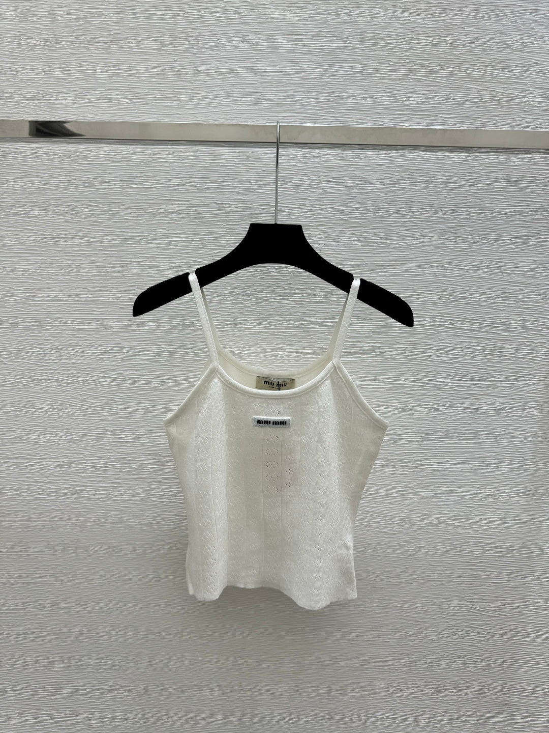 Miumiu 2026 Knitted Camisole White and Pink Tencel Cotton 136085