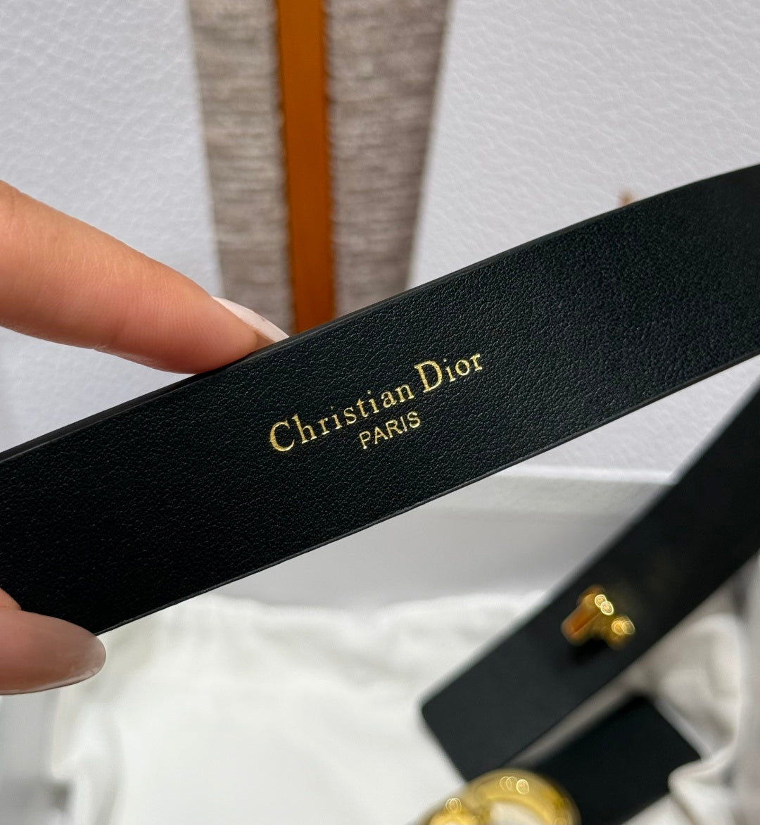 Dior 2026 Montaigne CD Buckle Belt 25mm Black Calfskin