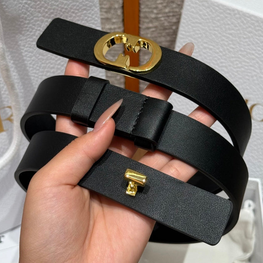 Dior 2026 Montaigne CD Buckle Belt 25mm Black Calfskin