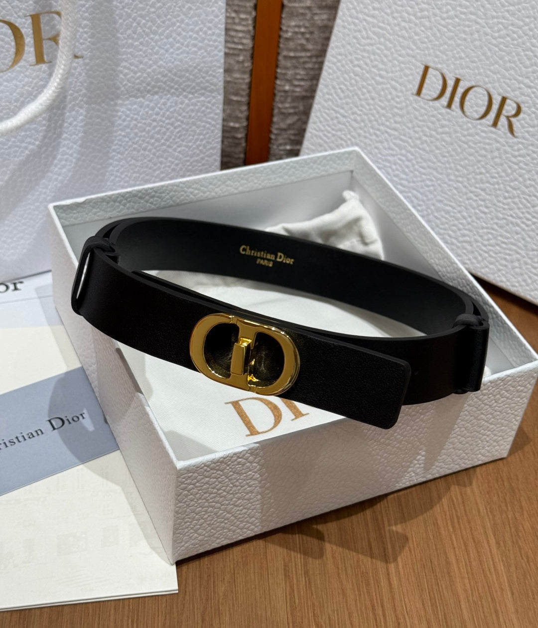 Dior 2026 Montaigne CD Buckle Belt 25mm Black Calfskin