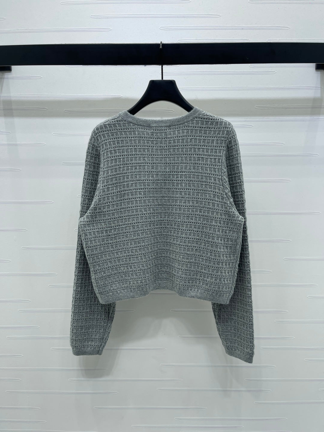 Miu 26s Neck Long-Sleeved Cardigan Grey Wool 415899