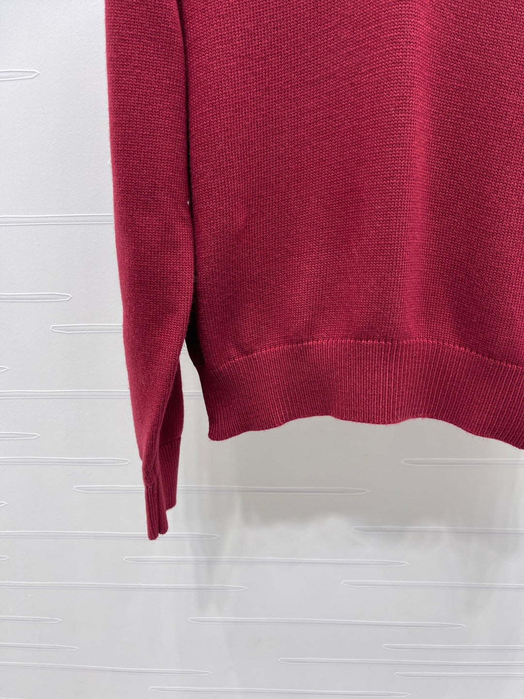 CC 26s Crew Neck Color-Blocked Faux Two-Piece Sweater Red Cashemere 344152