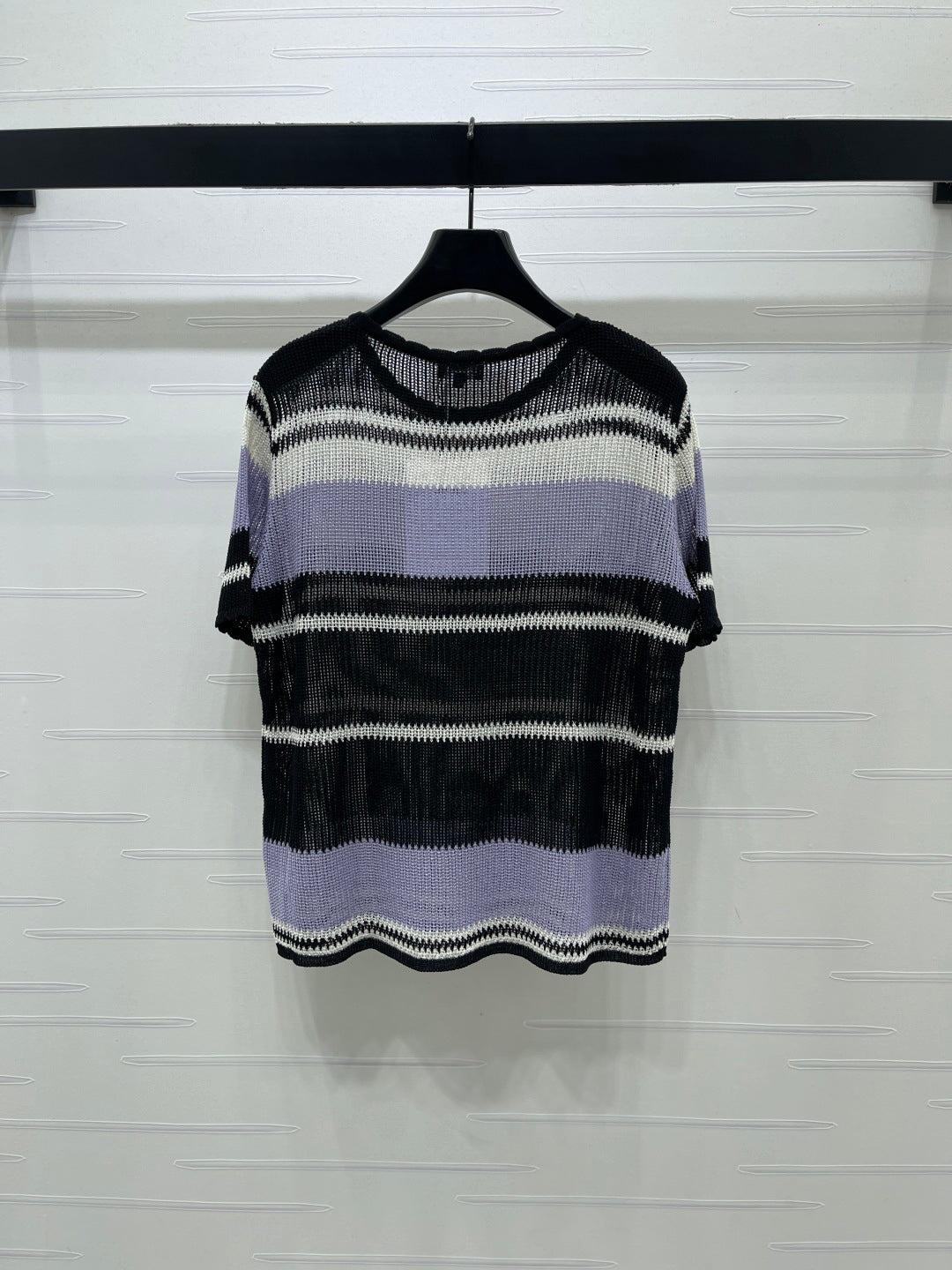 CC 26s Short-Sleeved Top Purple Black Silk Cotton 373113