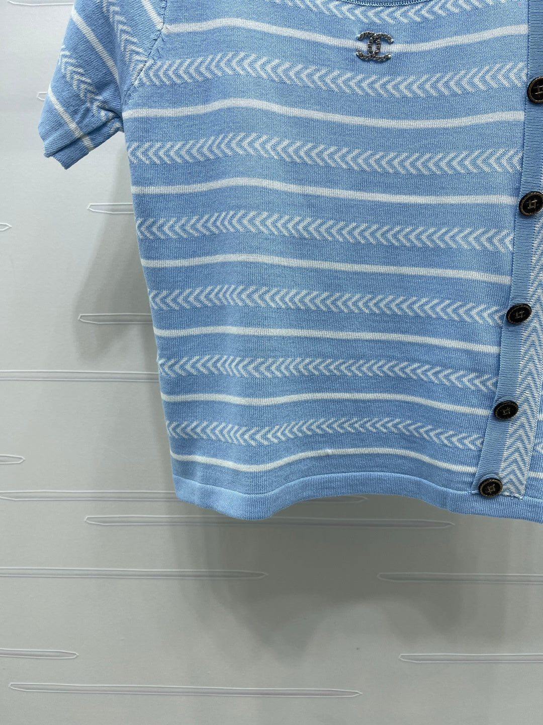 CC 26s Short-Sleeved Top White Blue Cotton 373097