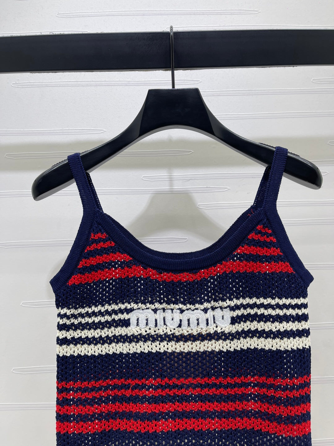 Miu Striped  Red Navy Blue Wool 373129