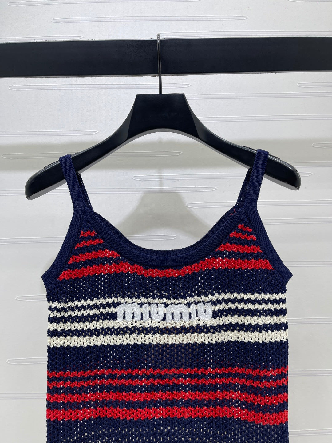 Miu Striped  Red Navy Blue Wool 373129