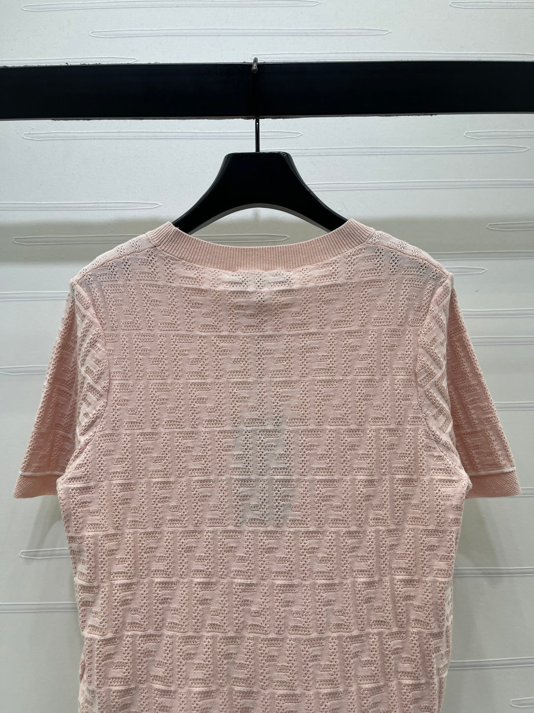 FF-jacquard T-shirt Light Pink Tencel Silk 373152