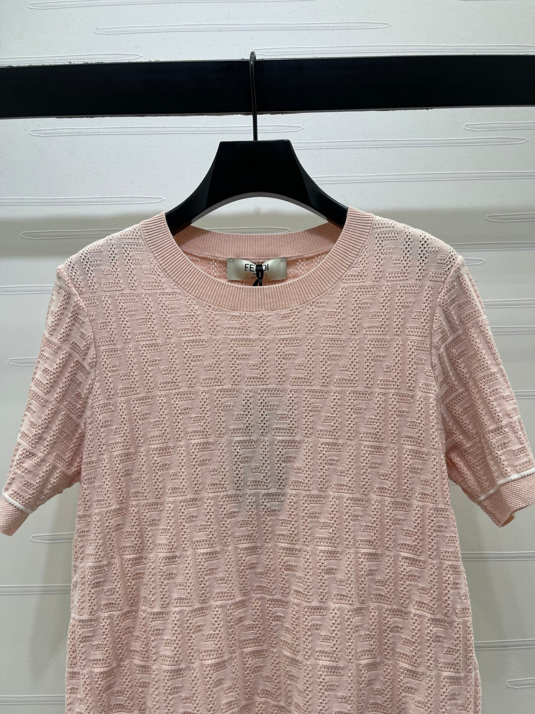 FF-jacquard T-shirt Light Pink Tencel Silk 373152