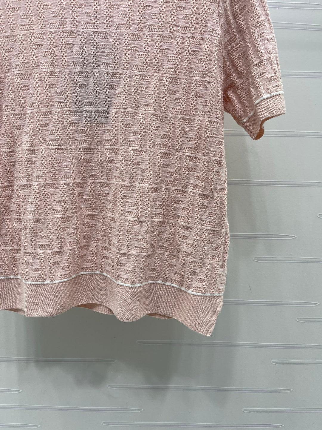 FF-jacquard T-shirt Light Pink Tencel Silk 373152