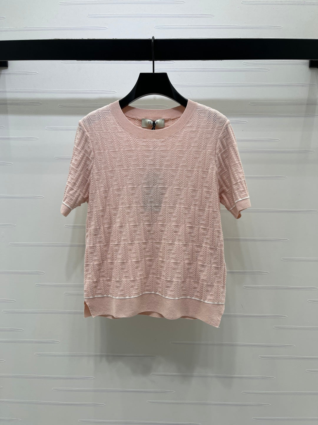 FF-jacquard T-shirt Light Pink Tencel Silk 373152