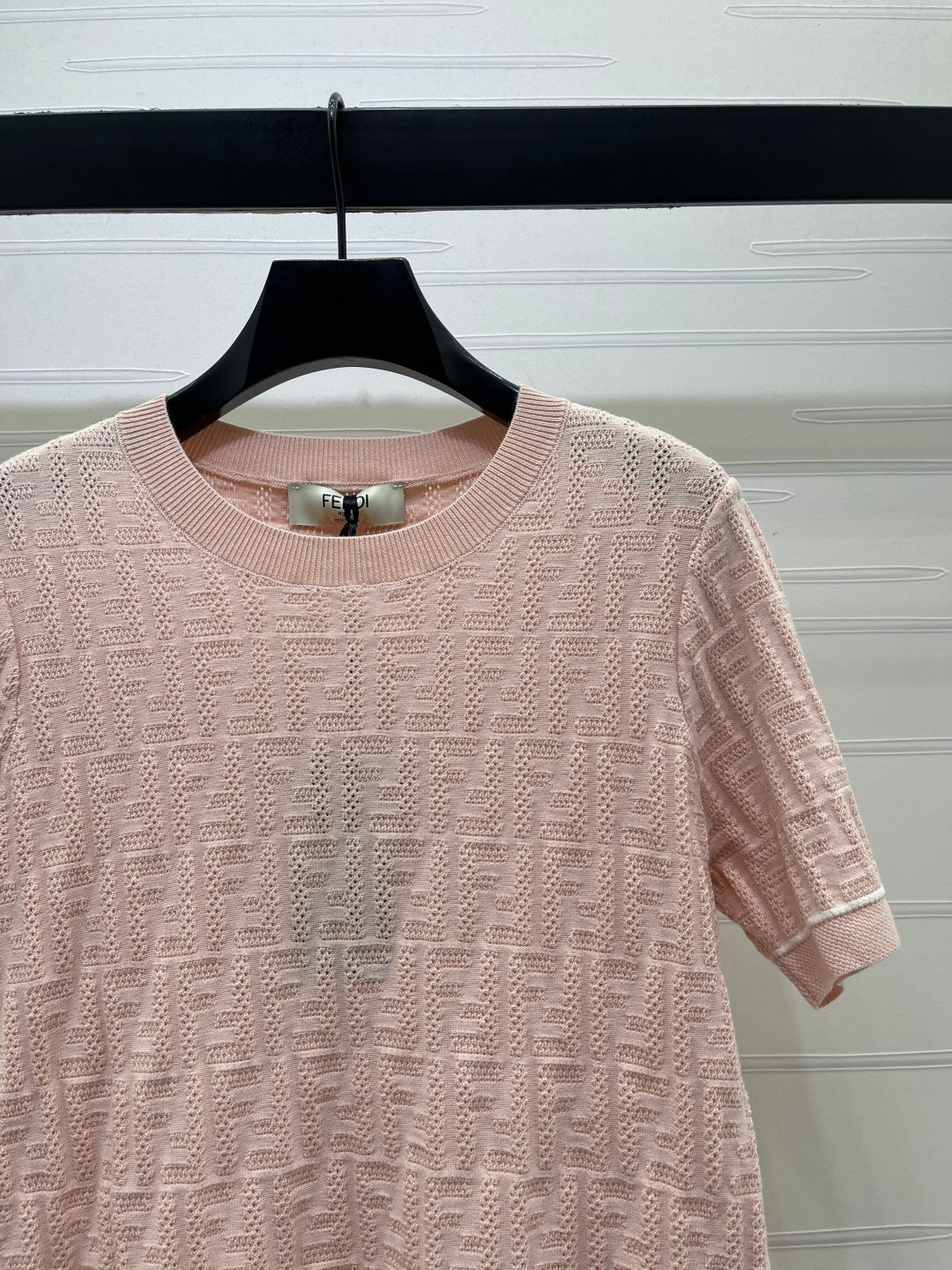 FF-jacquard T-shirt Light Pink Tencel Silk 373152