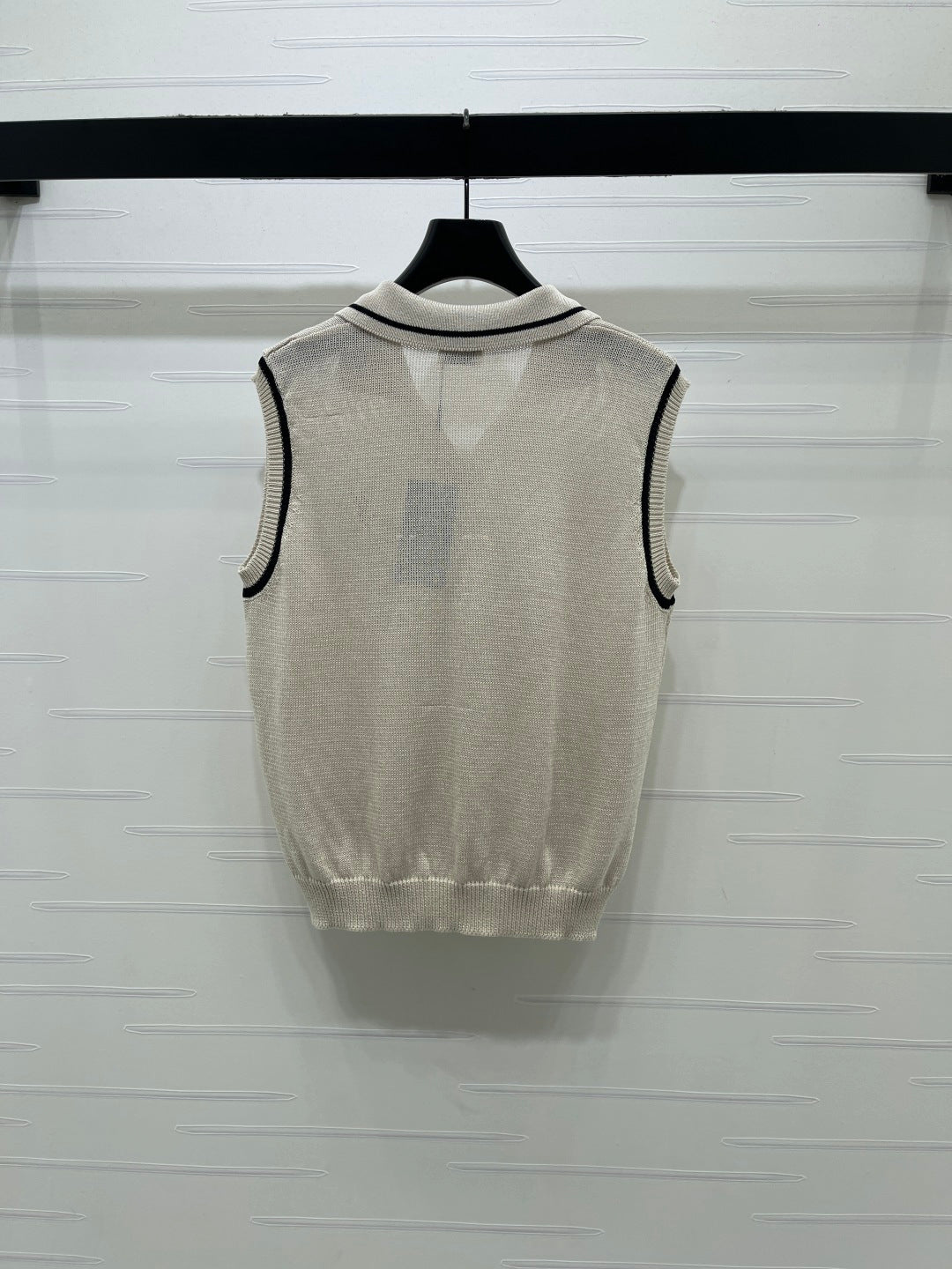 YSL Polo Collar Knitted Vest Light Grey Wool 382112
