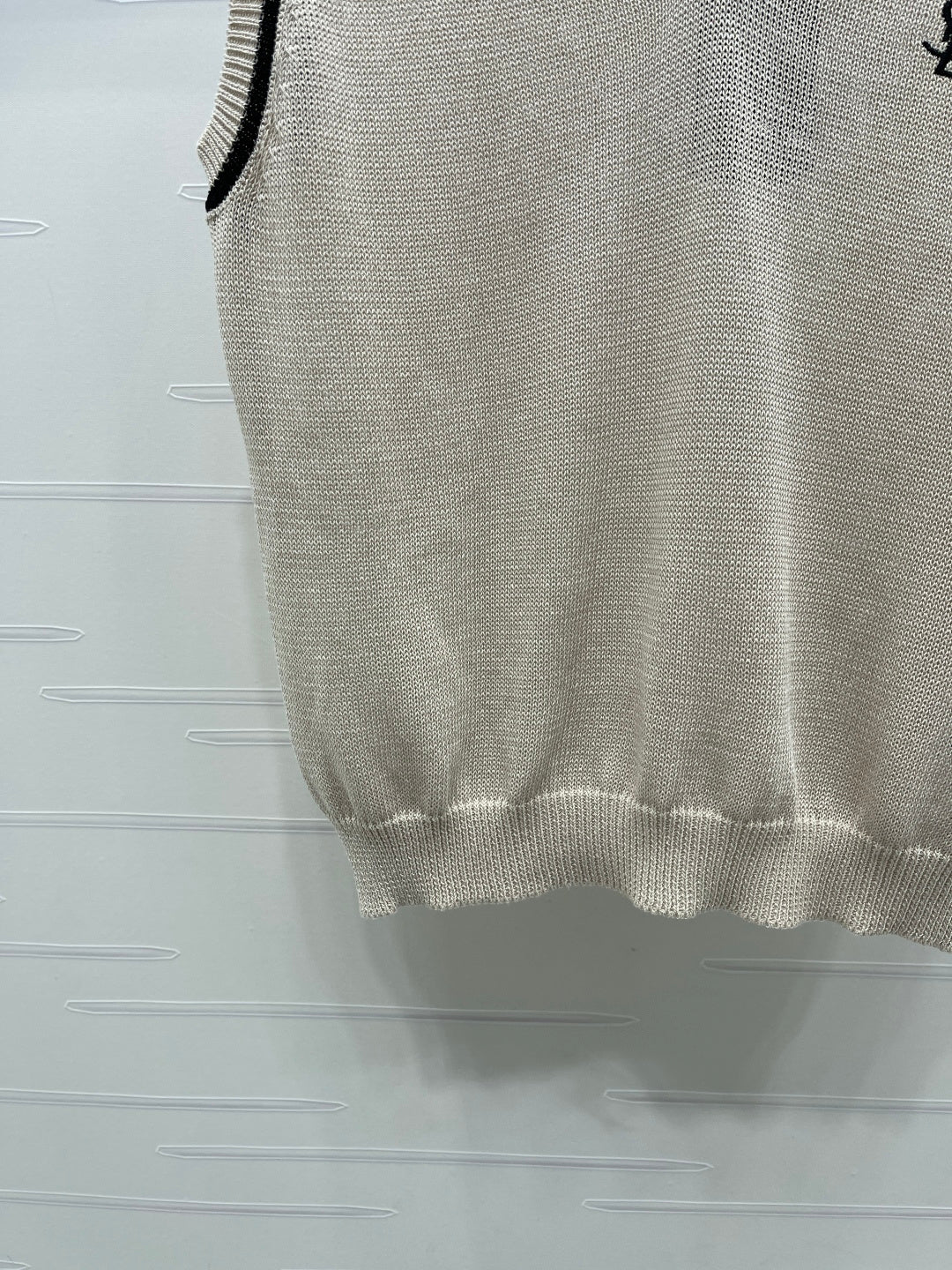 YSL Polo Collar Knitted Vest Light Grey Wool 382112