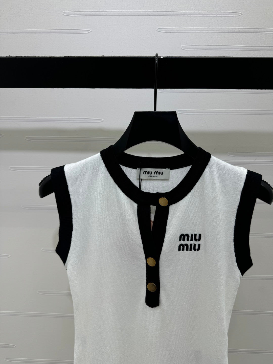 Miu Letter Embroidered Vest White Polyester