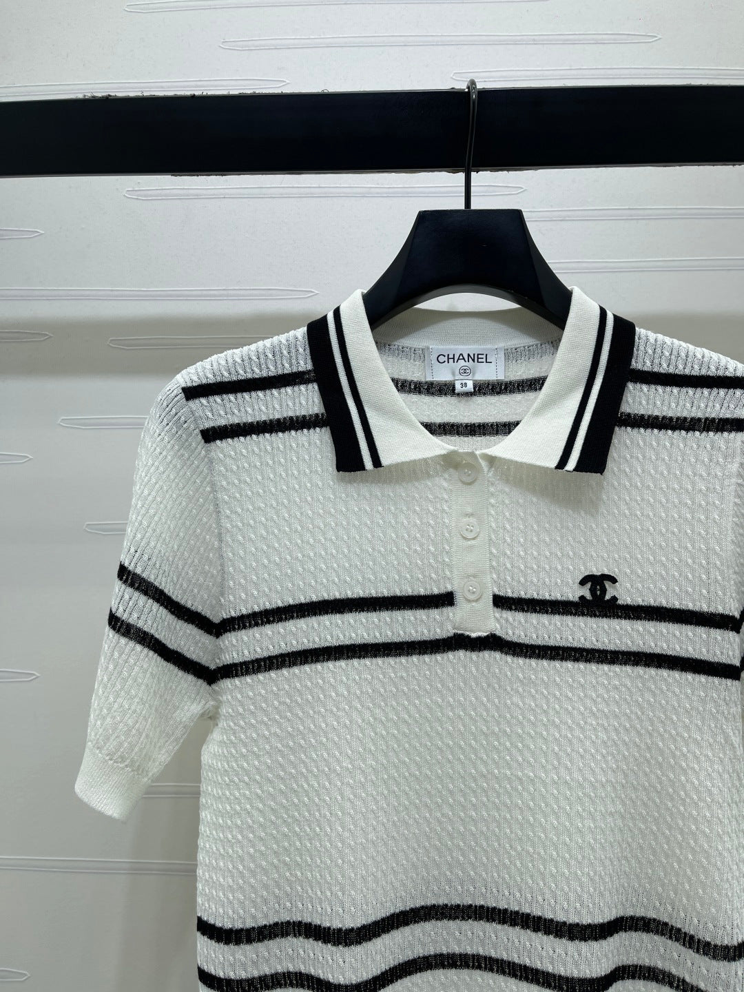CC Cable Knit Short-Sleeve Shirt Silk Knit 392656