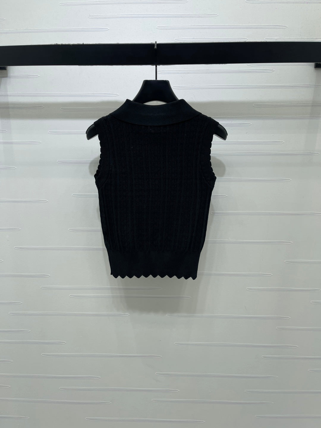 CD Collared Knit Vest Black Wool Acrylic Nylon Polyester 397480