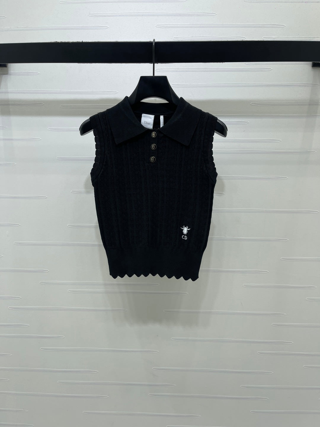 CD Collared Knit Vest Black Wool Acrylic Nylon Polyester 397480