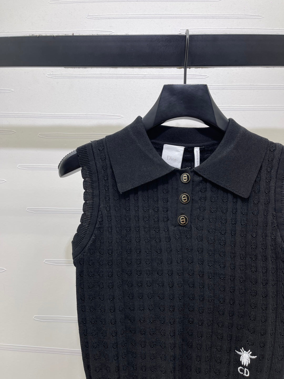 CD Collared Knit Vest Black Wool Acrylic Nylon Polyester 397480
