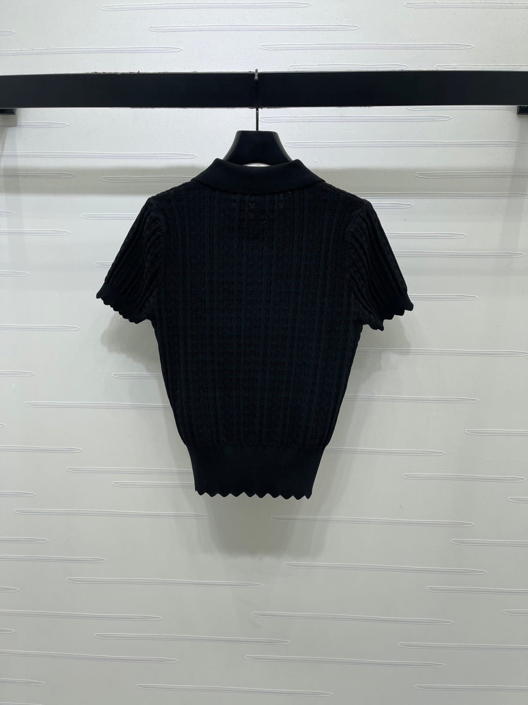 CD Knit Short-Sleeved Top Black Wool Acrylic Nylon Polyester 397467