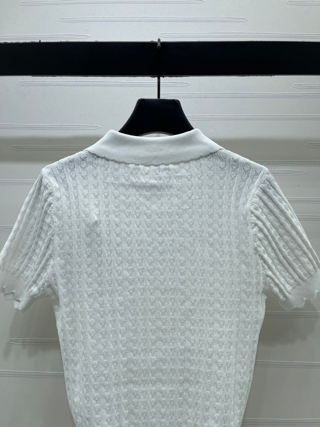 CD Knit Short-Sleeved Top White Wool Acrylic Nylon Polyester 397466