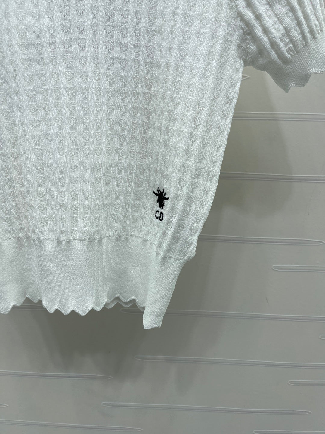 CD Knit Short-Sleeved Top White Wool Acrylic Nylon Polyester 397466