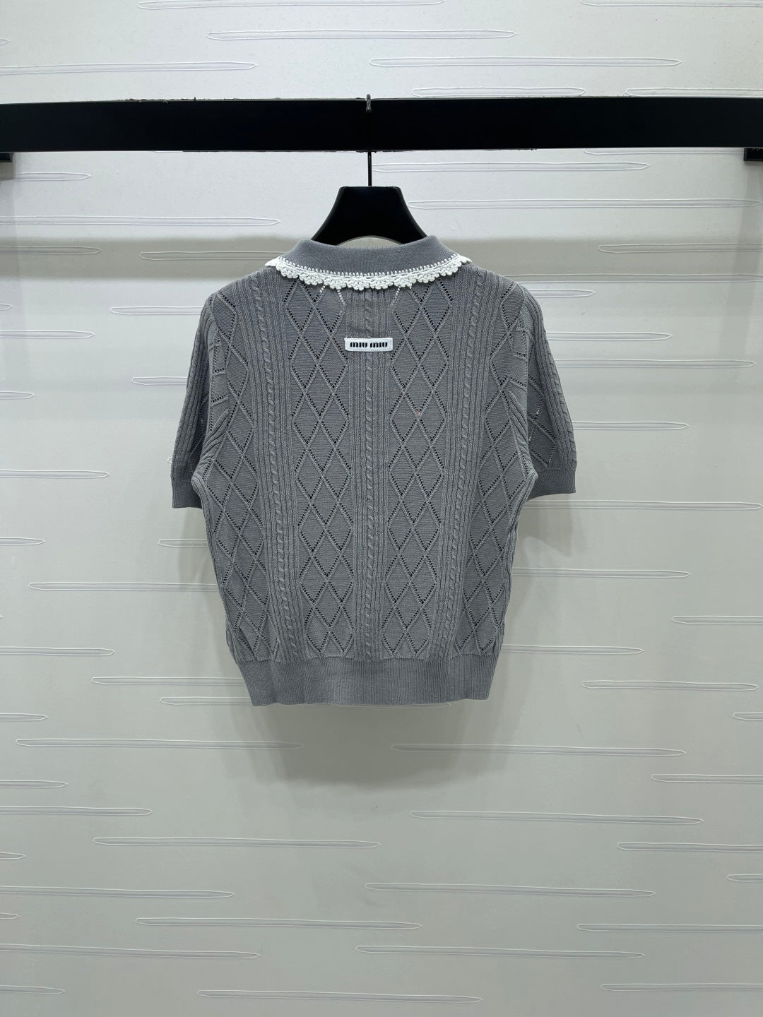 Miu 26s Short-Sleeved Shirt Grey Cotton 397462
