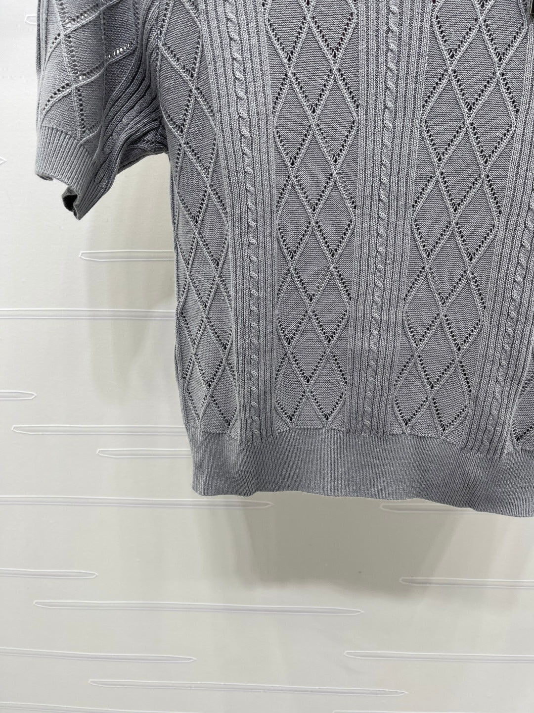 Miu 26s Short-Sleeved Shirt Grey Cotton 397462